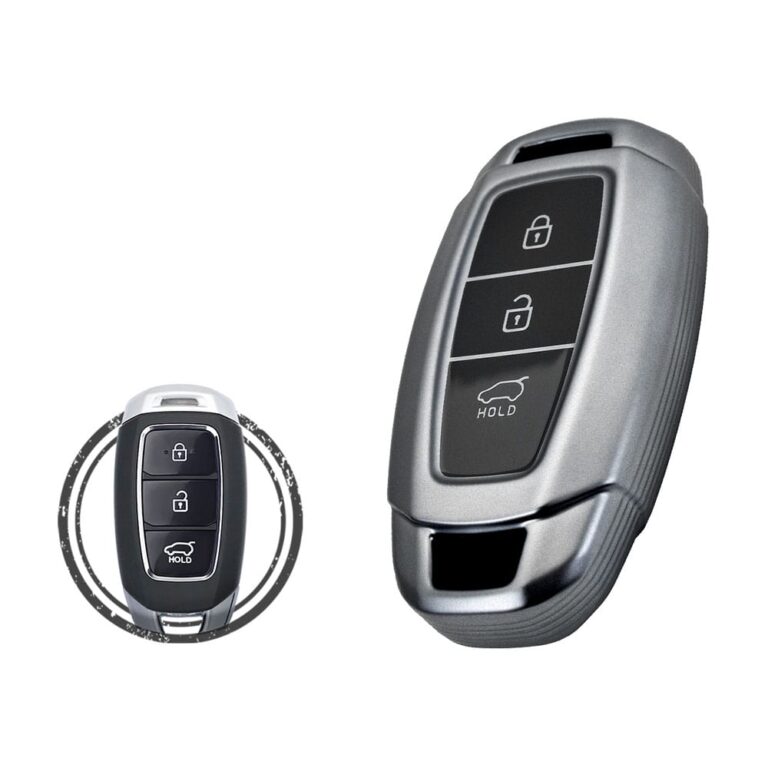 TPU Car Key Fob Cover Case For Hyundai Palisade Kona Venue Santa Fe Smart Key Remote 3 Button BLACK Metal Color