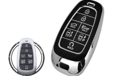 Coque en TPU pour clé intelligente Hyundai Palisade Tucson Sonata 7 boutons Couleur noir chrome