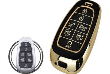 Coque en TPU pour clé intelligente Hyundai Palisade Tucson Sonata 7 boutons Couleur noir et or