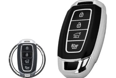 TPU Key Cover Case For Hyundai Santa Fe Elantra GT Kona Smart Key Remote 4 Button Black Chrome Color