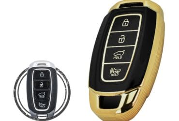 TPU Key Cover Case Protector For Hyundai Santa Fe Elantra GT Kona Smart Key Remote 4 Button BLACK GOLD Color
