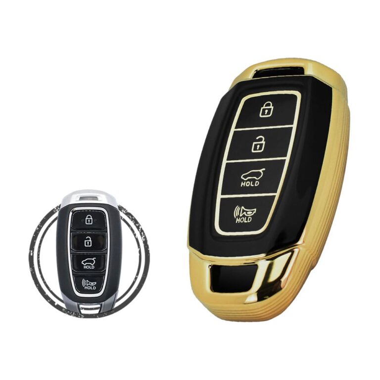 TPU Key Cover Case Protector For Hyundai Santa Fe Elantra GT Kona Smart Key Remote 4 Button BLACK GOLD Color