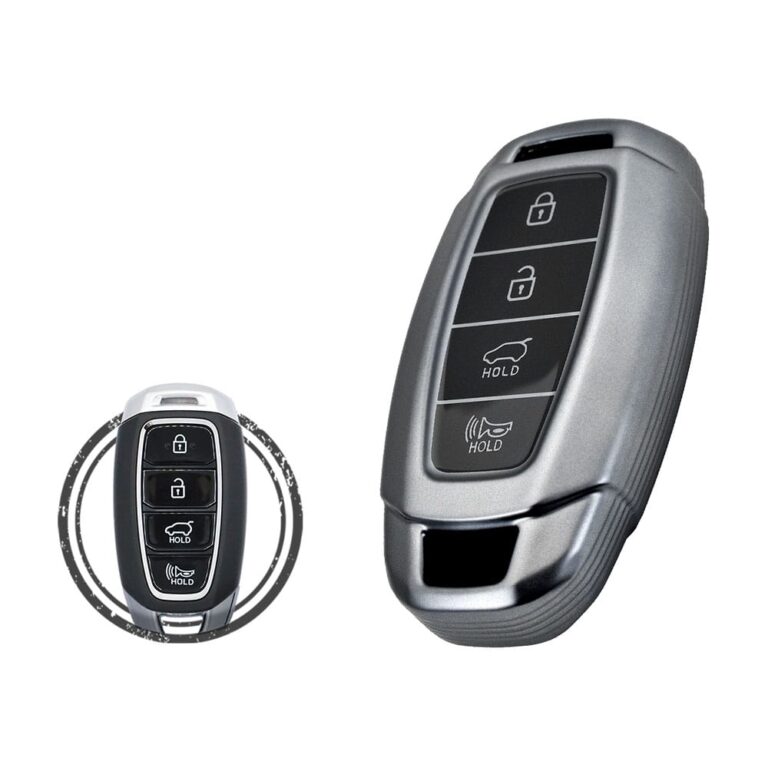 TPU Car Key Fob Cover Case For Hyundai Santa Fe Elantra GT Kona Smart Key Remote 4 Button BLACK Metal Color