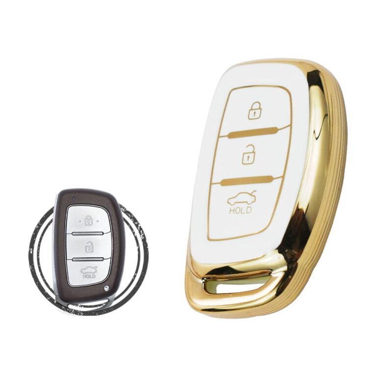 TPU Key Cover Case For Hyundai Elantra Grand I10 Tucson Ioniq Smart Key Remote 3 Button WHITE GOLD Color