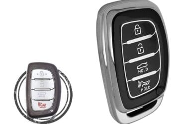 TPU Key Cover Case For Hyundai Elantra Sonata Smart Key Remote 4 Button Black Chrome Color