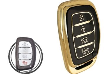 TPU Key Cover Case Protector For Hyundai Elantra Sonata Smart Key Remote 4 Button BLACK GOLD Color