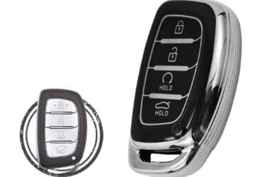 TPU Key Cover Case For Hyundai Creta Sonata Tucson Smart Key Remote 4 Button w/ Start Black Chrome Color