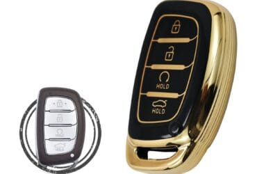 TPU Key Cover Case Protector For Hyundai Creta Sonata Tucson Smart Key Remote 4 Button w/ Start BLACK GOLD Color