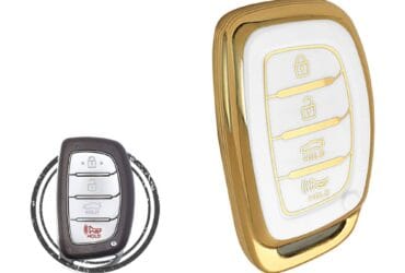 TPU Key Cover Case For Hyundai Elantra Sonata Smart Key Remote 4 Button WHITE GOLD Color