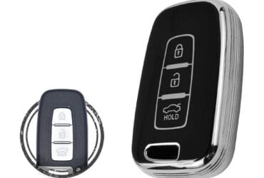 TPU Key Cover Case For Hyundai Veloster Sonata Tucson Smart Key Remote 3 Button Black Chrome Color