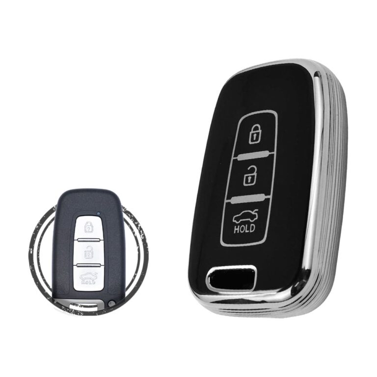 TPU Key Cover Case For Hyundai Veloster Sonata Tucson Smart Key Remote 3 Button Black Chrome Color