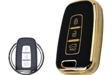TPU Key Cover Case Protector For Hyundai Veloster Sonata Tucson Smart Key Remote 3 Button BLACK GOLD Color