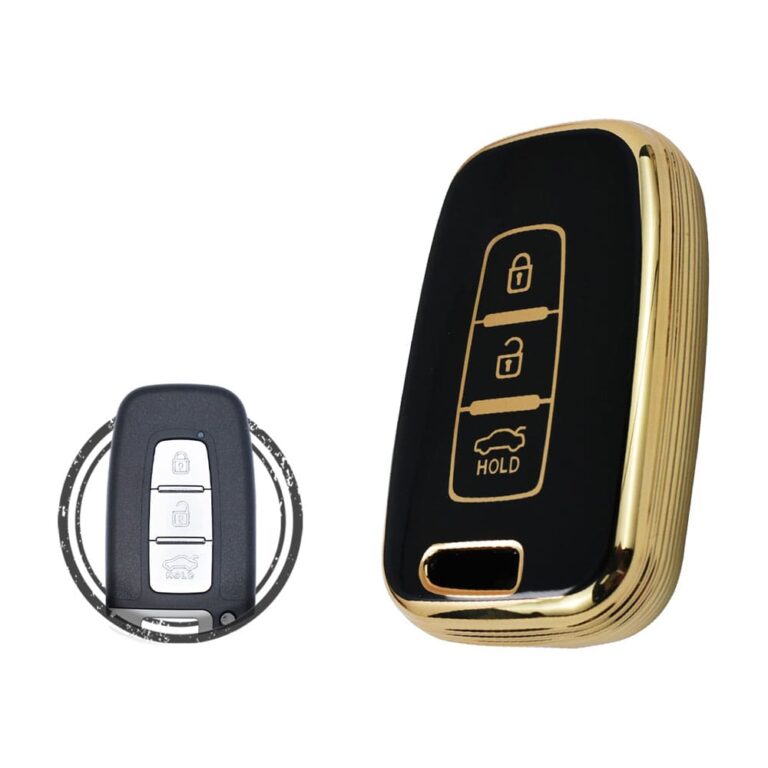 TPU Key Cover Case Protector For Hyundai Veloster Sonata Tucson Smart Key Remote 3 Button BLACK GOLD Color