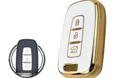 TPU Key Cover Case For Hyundai Veloster Sonata Tucson Smart Key Remote 3 Button WHITE GOLD Color