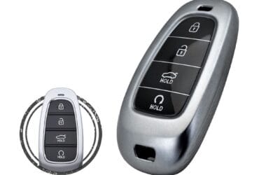 TPU Car Key Fob Cover Case For Hyundai Tucson Sonata Santa Fe Smart Key Remote 4 Button w/ Start BLACK Metal Color