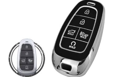 TPU Key Cover Case For Hyundai Tucson Santa Fe Sonata Palisade Smart Key Remote 5 Button Black Chrome Color