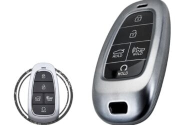 TPU Car Key Fob Cover Case For Hyundai Tucson Santa Fe Sonata Palisade Smart Key Remote 5 Button BLACK Metal Color