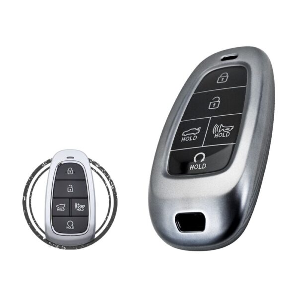 TPU Car Key Fob Cover Case For Hyundai Tucson Santa Fe Sonata Palisade Smart Key Remote 5 Button BLACK Metal Color