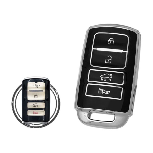 TPU Key Cover Case For KIA K900 Cadenza Smart Key Remote 4 Button Black Chrome Color