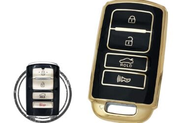 TPU Key Cover Case Protector For KIA K900 Cadenza Smart Key Remote 4 Button BLACK GOLD Color