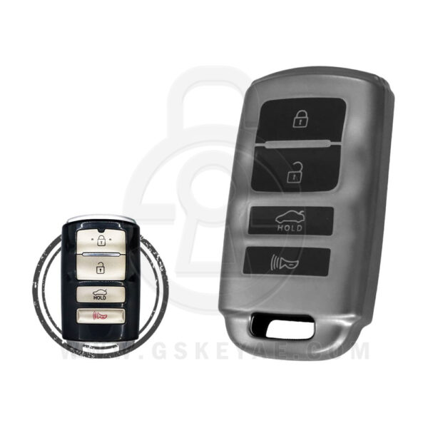 TPU Key Fob Cover Case For KIA K900 Cadenza Smart Key Remote 4 Button BLACK Metal Color