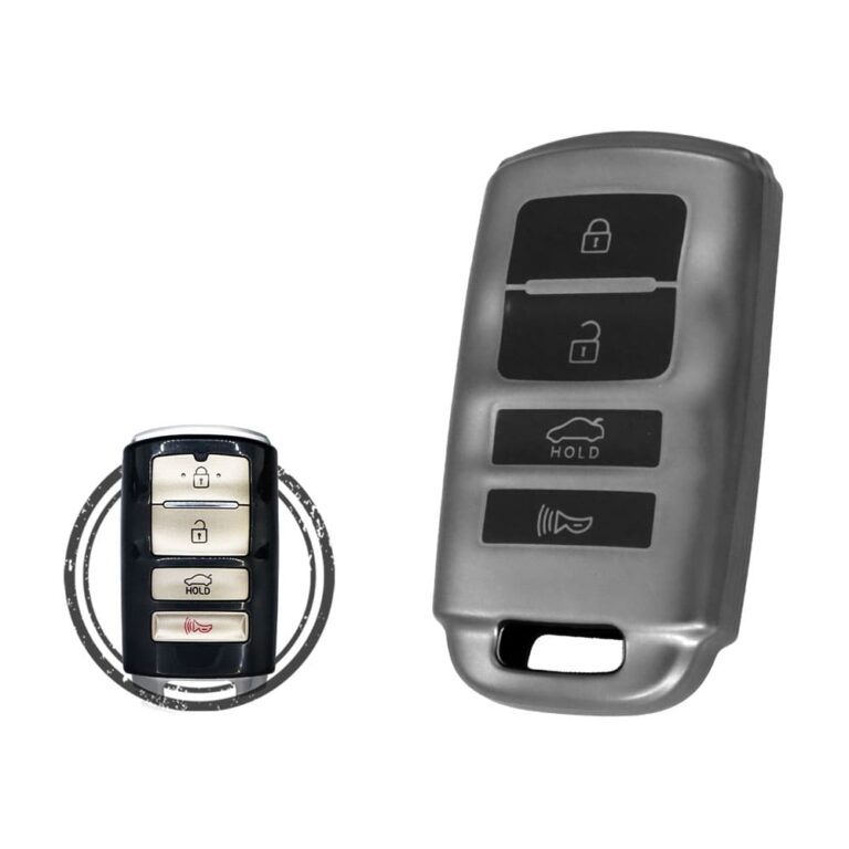 TPU Key Fob Cover Case For KIA K900 Cadenza Smart Key Remote 4 Button BLACK Metal Color