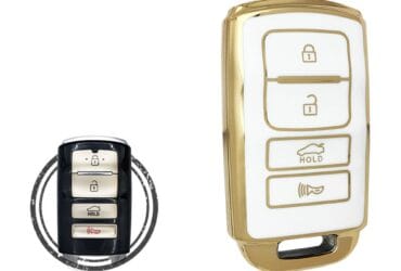 TPU Key Cover Case For KIA K900 Cadenza Smart Key Remote 4 Button WHITE GOLD Color