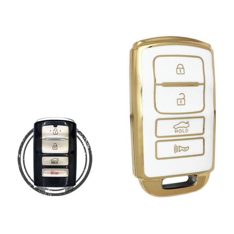 TPU Key Cover Case For KIA K900 Cadenza Smart Key Remote 4 Button WHITE GOLD Color
