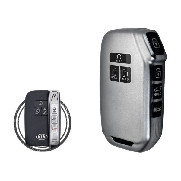 TPU Car Key Fob Cover Case For KIA Carnival Smart Key Remote 7 Button BLACK Metal Color