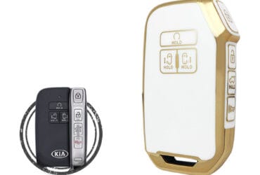 TPU Key Cover Case For KIA Carnival Smart Key Remote 7 Button WHITE GOLD Color