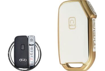 TPU Key Cover Case For KIA Soul K7 Seltos Niro Sportage Smart Key Remote 5 Button WHITE GOLD Color