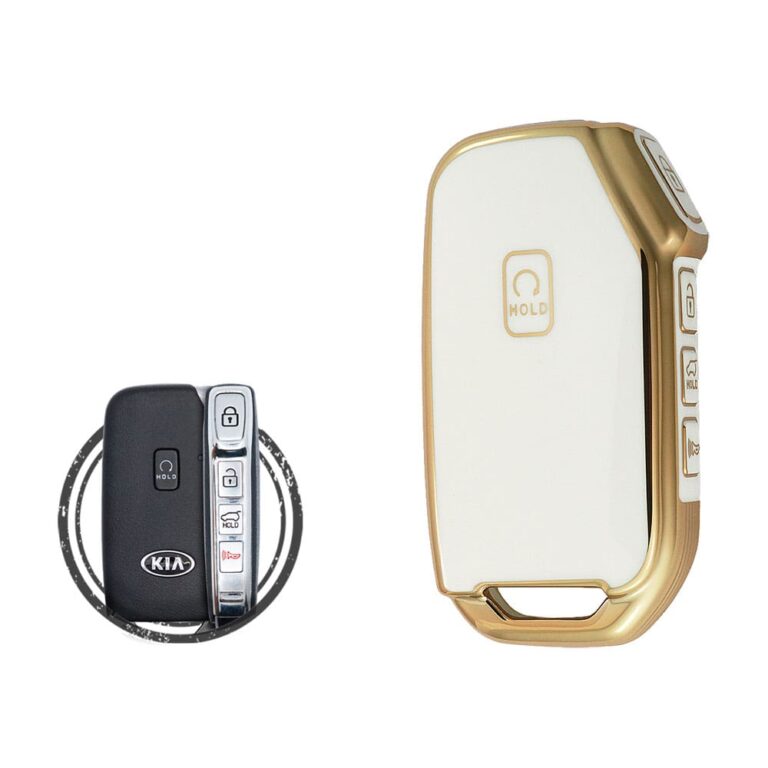 TPU Key Cover Case For KIA Soul K7 Seltos Niro Sportage Smart Key Remote 5 Button WHITE GOLD Color