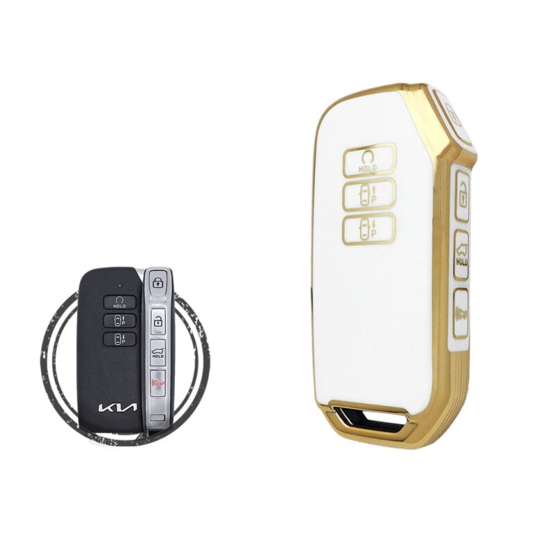 TPU Key Cover Case For KIA Sportage Niro EV6 K5 Sorento Smart Key Remote 7 Button WHITE GOLD Color