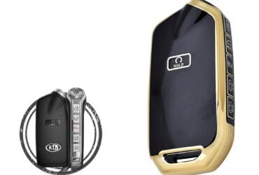 TPU Key Cover Case Protector For 2023 KIA Stinger Smart Key Remote 6+1 Button BLACK GOLD Color 95440-J6610