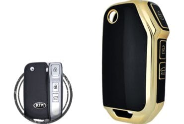 Coque en TPU pour clé pliante télécommande KIA Sportage Cerato Cadenza 3 boutons Couleur Noir et Or