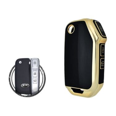 TPU Key Cover Case Protector For KIA Sportage Cerato Cadenza Flip Key Remote 3 Button BLACK GOLD Color