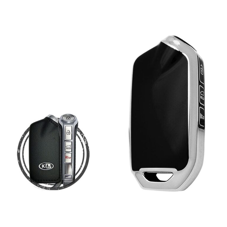 TPU Key Cover Case For KIA Stinger K900 Smart Key Remote 4 Button Black Chrome Color
