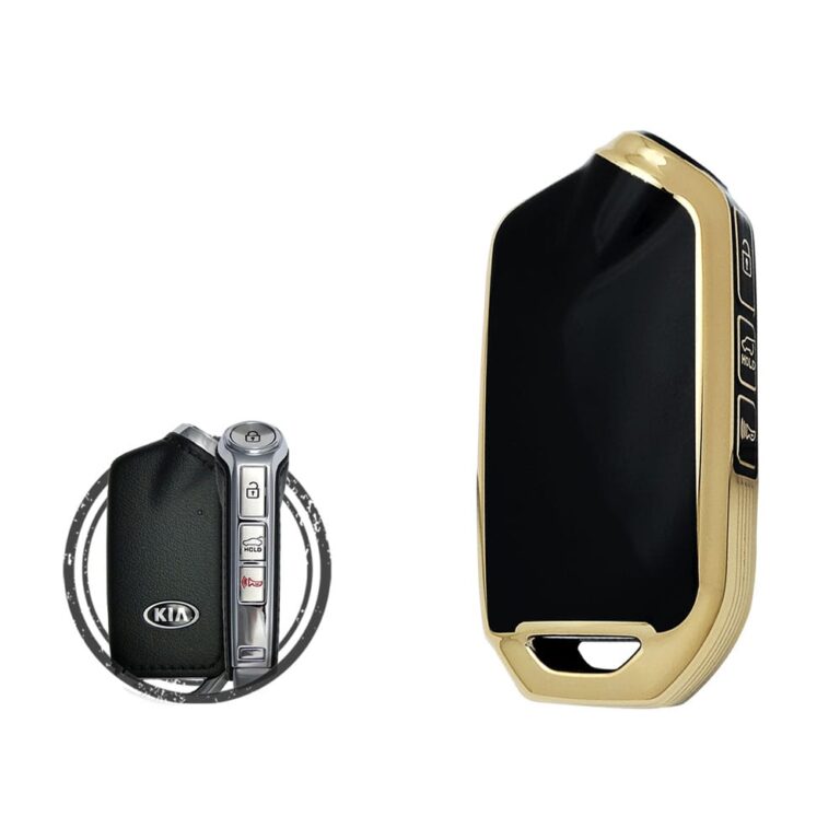 TPU Key Cover Case Protector For KIA Stinger K900 Smart Key Remote 4 Button BLACK GOLD Color
