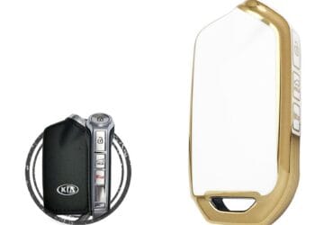 TPU Key Cover Case For KIA Stinger K900 Smart Key Remote 4 Button WHITE GOLD Color