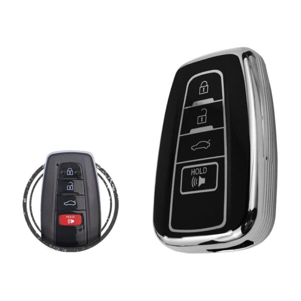 TPU Key Cover Case For Toyota Avalon Camry Corolla Smart Key Remote 4 Button Black Chrome Color