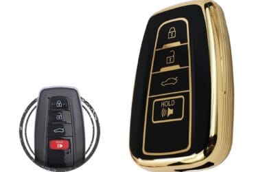 Coque en TPU pour clé intelligente Toyota Avalon Camry Corolla 4 boutons Couleur noir et or