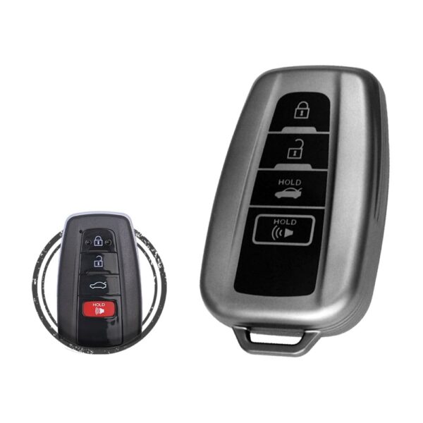 TPU Car Key Fob Cover Case For Toyota Avalon Camry Corolla Smart Key Remote 4 Button BLACK Metal Color