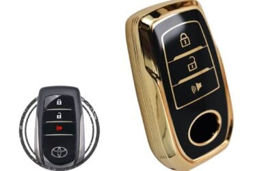 TPU Key Cover Case Protector For Toyota Land Cruiser Hilux Smart Key Remote 4 Button BLACK GOLD Color
