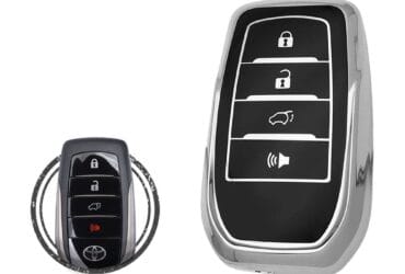 TPU Key Cover Case For Toyota Land Cruiser Smart Key Remote 4 Button Black Chrome Color