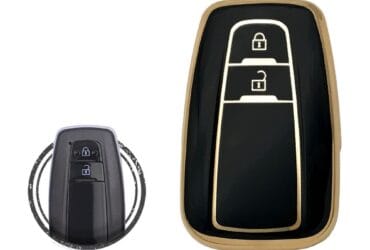 Coque en TPU pour clé intelligente Toyota Land Cruiser Prado 2 boutons Couleur noir et or