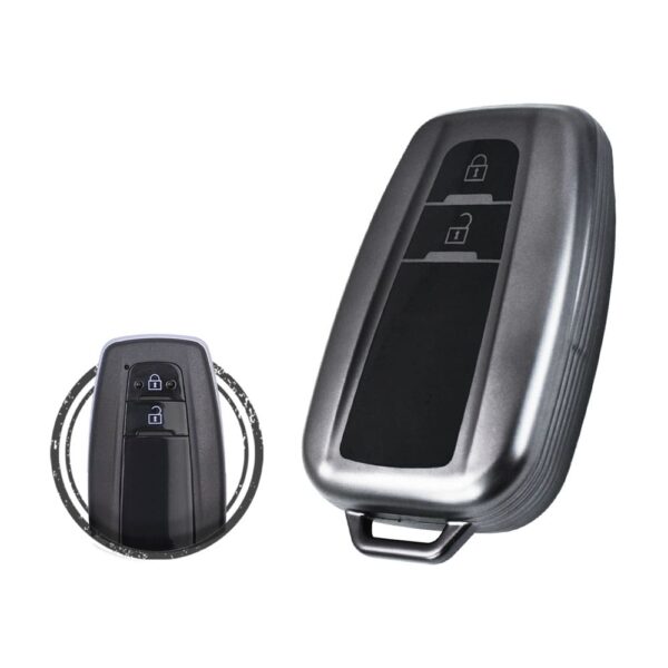 TPU Car Key Fob Cover Case For Toyota Land Cruiser Prado Smart Key Remote 2 Button BLACK Metal Color