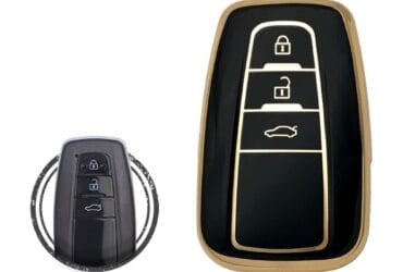 TPU Key Cover Case Protector For Toyota Land Cruiser Prado Smart Key Remote 3 Button BLACK GOLD Color
