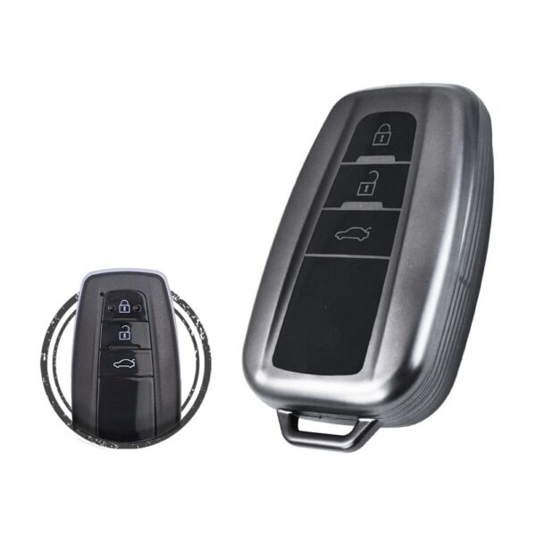 TPU Car Key Fob Cover Case For Toyota Land Cruiser Prado Smart Key Remote 3 Button BLACK Metal Color