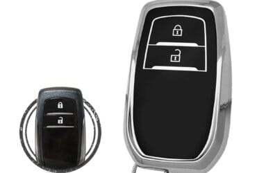 TPU Key Cover Case For Toyota Land Cruiser Hilux Smart Key Remote 2 Button Black Chrome Color