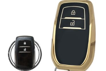 TPU Key Cover Case Protector For Toyota Land Cruiser Hilux Smart Key Remote 2 Button BLACK GOLD Color